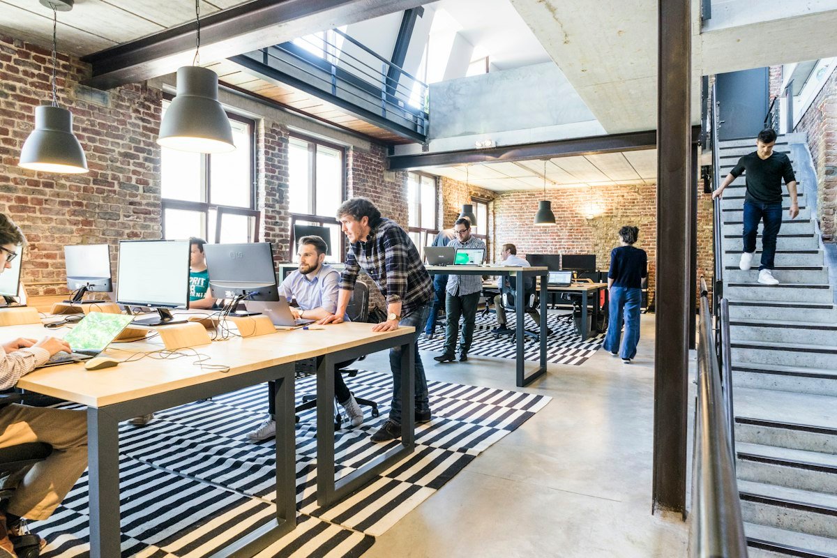 Bright modern office collaboration